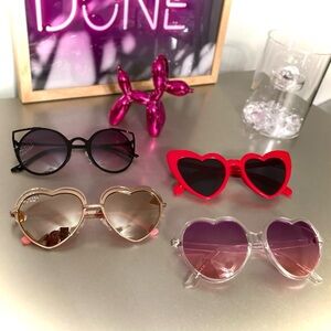 4 Pair Bundle Novelty Sunglasses Heart Cat Eye Cosplay Valentine's Day Mirror